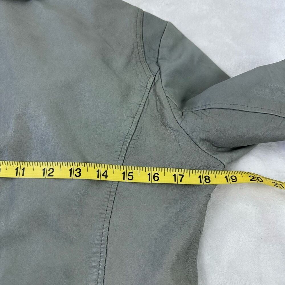 Doma Size L Clash Hoodie Leather Jacket Gray 100% Lamb Nappa Moto Grunge Edgy - Picture 12 of 14